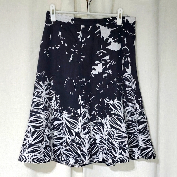 Black/white 100% linen skirt - Picture 2 of 6